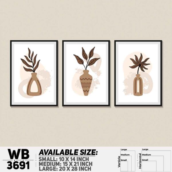 DDecorator Flower And Leaf ArtWork (Set of 3) Wall Decoration And Home Decoration PVC Wall Board And Wall Canvas - WB3691
