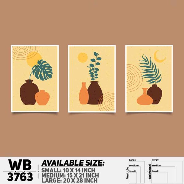 DDecorator Flower And Leaf ArtWork (Set of 3) Wall Decoration And Home Decoration PVC Wall Board And Wall Canvas - WB3763