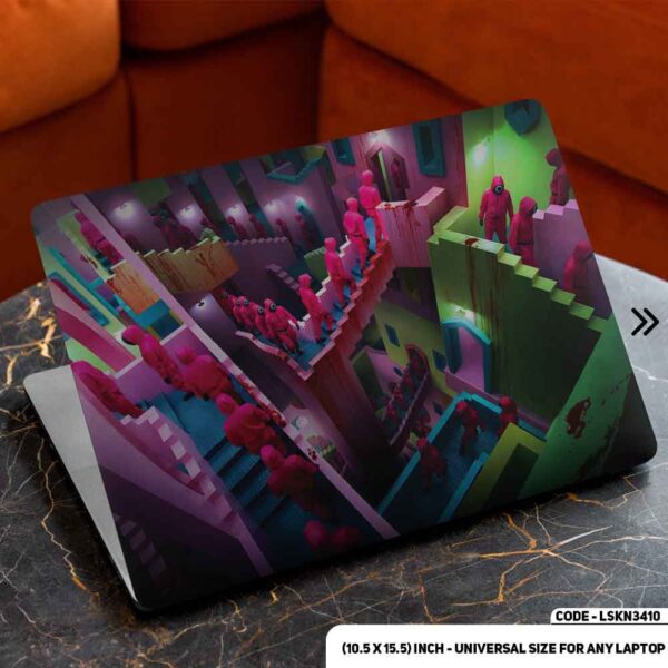 Squid Game Iconic Main Scene Matte Finished Removable Waterproof Laptop Sticker & Laptop Skin (Including FREE Accessories) - LSKN3410 - DDecorator