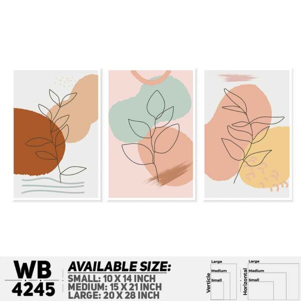 DDecorator Leaf With Abstract Art (Set of 3) Wall Decoration And Home Decoration PVC Wall Board And Wall Canvas - WB4245