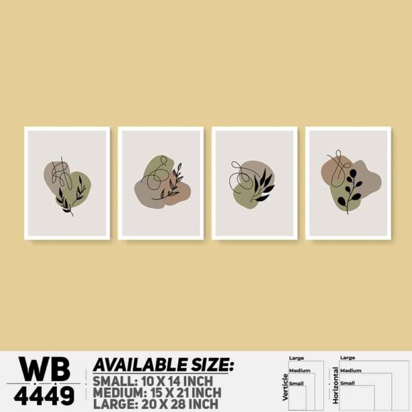 DDecorator Leaf With Abstract Art (Set of 4) Wall Decoration And Home Decoration PVC Wall Board And Wall Canvas - WB4449