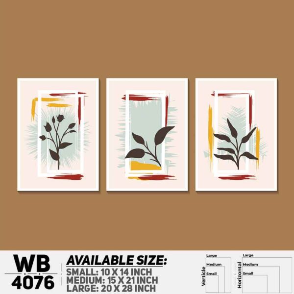 DDecorator Leaf With Abstract Art (Set of 3) Wall Decoration And Home Decoration PVC Wall Board And Wall Canvas - WB4076