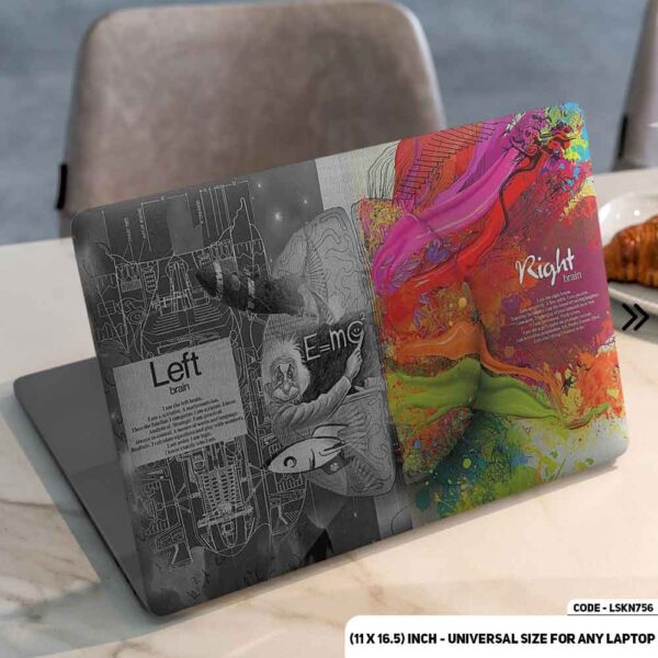Left Brain & Right Brain Illustration Matte Finished Removable Waterproof Laptop Sticker & Laptop Skin (Including FREE Accessories) - LSKN756 - DDecorator