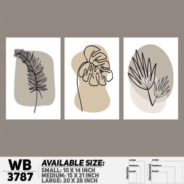 DDecorator Flower And Leaf ArtWork (Set of 3) Wall Decoration And Home Decoration PVC Wall Board And Wall Canvas - WB3787