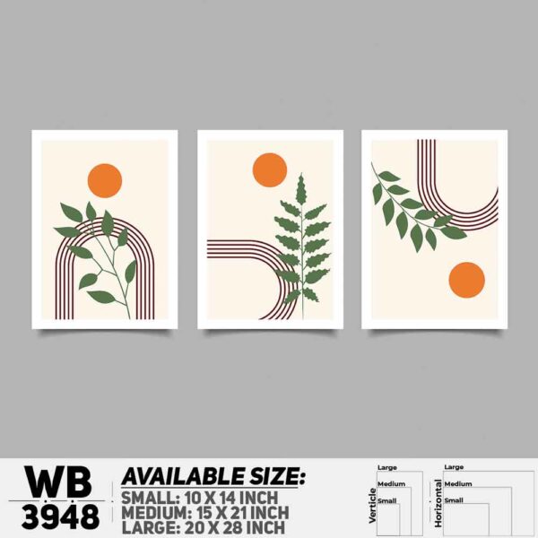 DDecorator Flower And Leaf ArtWork (Set of 3) Wall Decoration And Home Decoration PVC Wall Board And Wall Canvas - WB3948