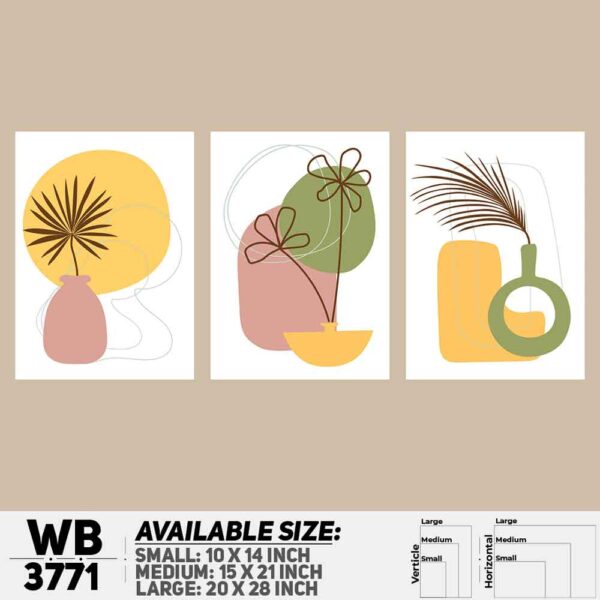 DDecorator Flower And Leaf ArtWork (Set of 3) Wall Decoration And Home Decoration PVC Wall Board And Wall Canvas - WB3771