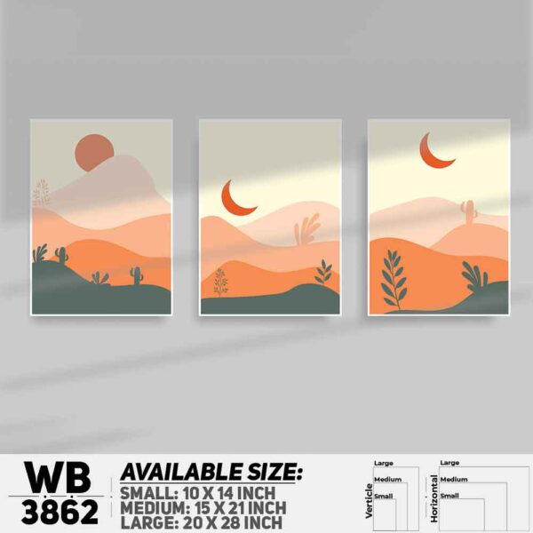 DDecorator Landscape Horizon Art (Set of 3) Wall Decoration And Home Decoration PVC Wall Board And Wall Canvas - WB3862