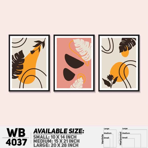 DDecorator Leaf With Abstract Art (Set of 3) Wall Decoration And Home Decoration PVC Wall Board And Wall Canvas - WB4037