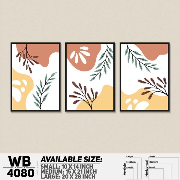 DDecorator Leaf With Abstract Art (Set of 3) Wall Decoration And Home Decoration PVC Wall Board And Wall Canvas - WB4080