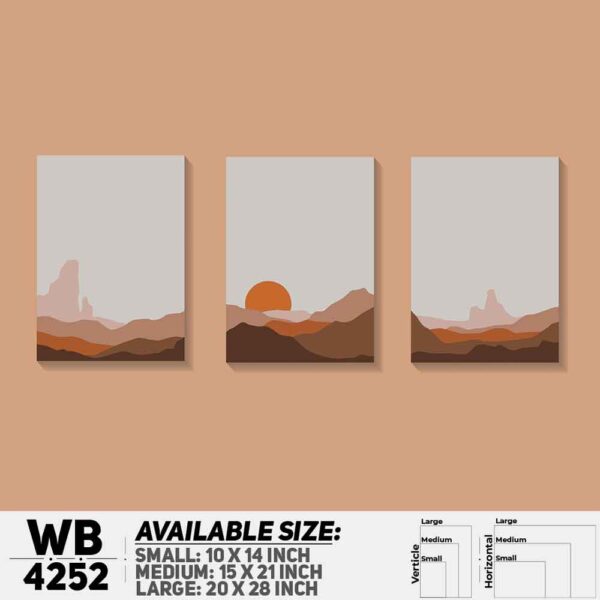 DDecorator Landscape & Horizon Design (Set of 3) Wall Decoration And Home Decoration PVC Wall Board And Wall Canvas - WB4252