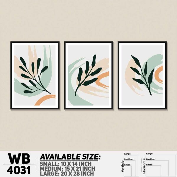 DDecorator Leaf With Abstract Art (Set of 3) Wall Decoration And Home Decoration PVC Wall Board And Wall Canvas - WB4031