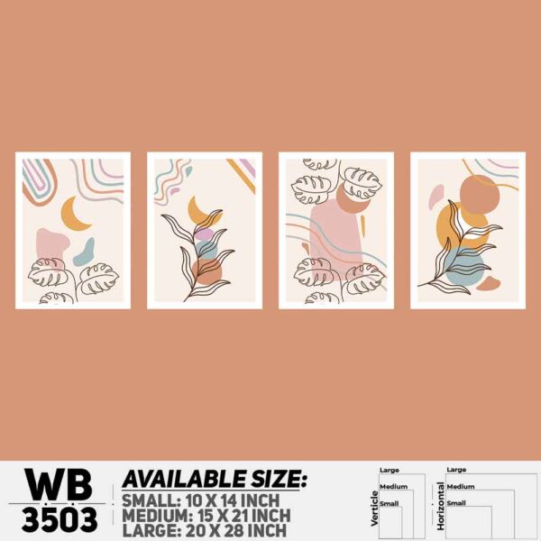 DDecorator Flower And Leaf ArtWork (Set of 4) Wall Decoration And Home Decoration PVC Wall Board And Wall Canvas - WB3503
