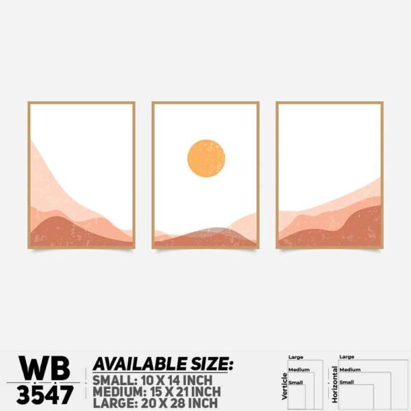 DDecorator Landscape Horizon Art (Set of 3) Wall Decoration And Home Decoration PVC Wall Board And Wall Canvas - WB3547