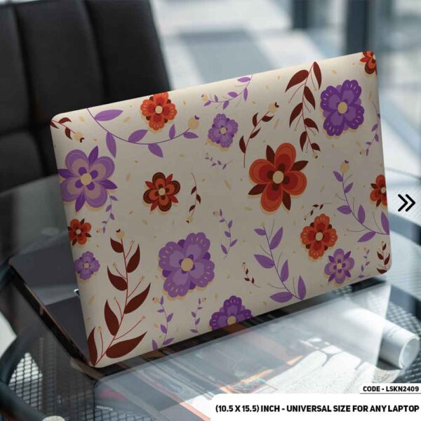 Flower Pattern Floral Design Matte Finished Removable Waterproof Laptop Sticker & Laptop Skin (Including FREE Accessories) - LSKN2409 - DDecorator