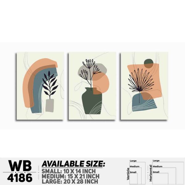 DDecorator Flower & Leaf With Vase (Set of 3) Wall Decoration And Home Decoration PVC Wall Board And Wall Canvas - WB4186