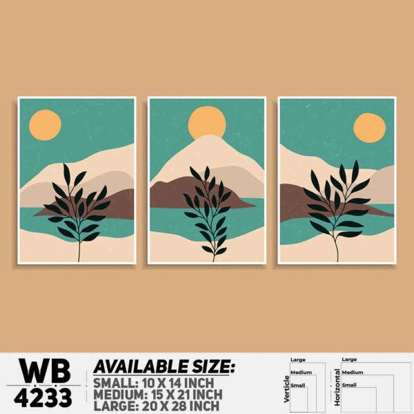 DDecorator Landscape & Horizon Design (Set of 3) Wall Decoration And Home Decoration PVC Wall Board And Wall Canvas - WB4233