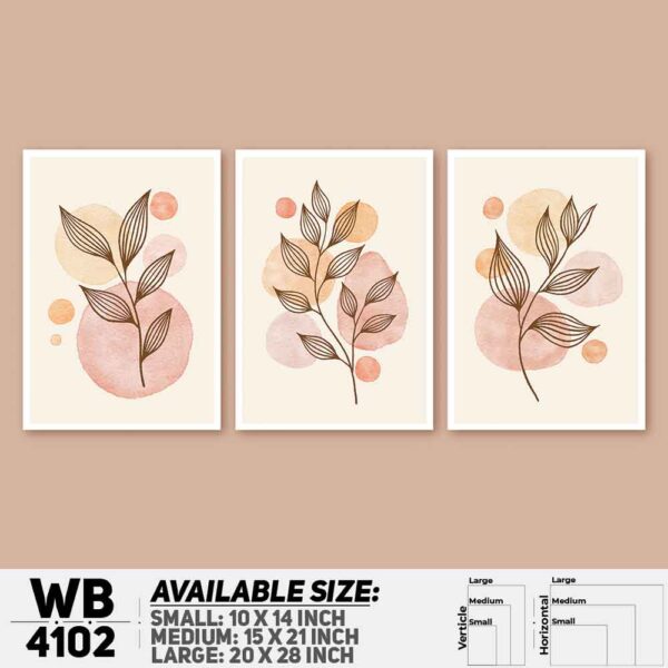 DDecorator Leaf With Abstract Art (Set of 3) Wall Decoration And Home Decoration PVC Wall Board And Wall Canvas - WB4102