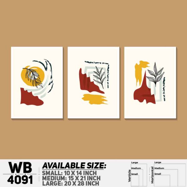 DDecorator Leaf With Abstract Art (Set of 3) Wall Decoration And Home Decoration PVC Wall Board And Wall Canvas - WB4091