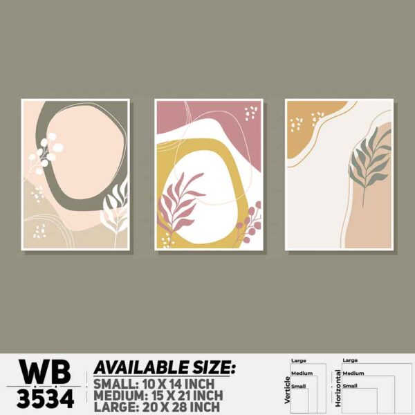 DDecorator Flower And Leaf ArtWork (Set of 3) Wall Decoration And Home Decoration PVC Wall Board And Wall Canvas - WB3534