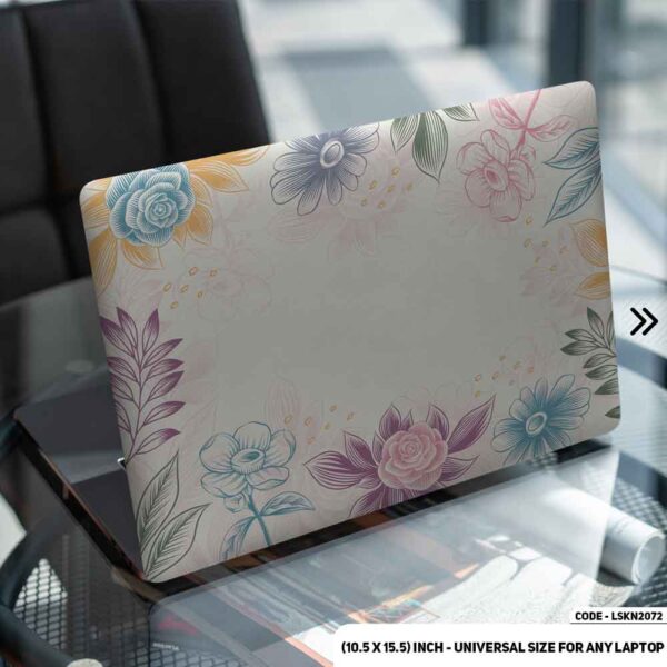 Flower Pattern Floral Design Matte Finished Removable Waterproof Laptop Sticker & Laptop Skin (Including FREE Accessories) - LSKN2072 - DDecorator