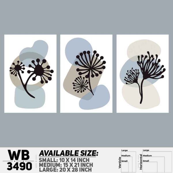 DDecorator Flower And Leaf ArtWork (Set of 3) Wall Decoration And Home Decoration PVC Wall Board And Wall Canvas - WB3490