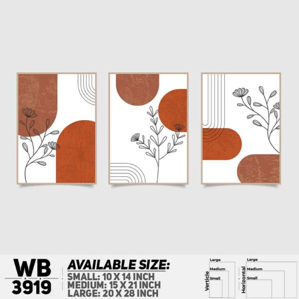 DDecorator Flower And Leaf ArtWork (Set of 3) Wall Decoration And Home Decoration PVC Wall Board And Wall Canvas - WB3919