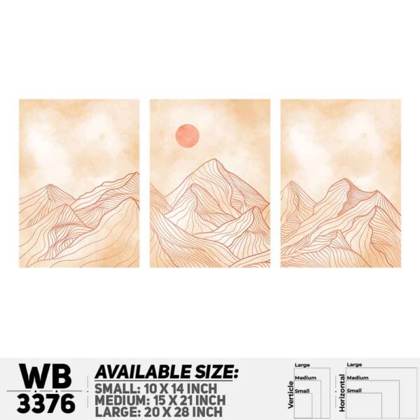 DDecorator Landscape Horizon Art (Set of 3) Wall Decoration And Home Decoration PVC Wall Board And Wall Canvas - WB3376
