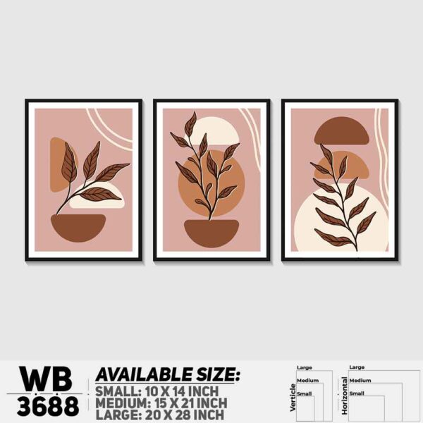 DDecorator Flower And Leaf ArtWork (Set of 3) Wall Decoration And Home Decoration PVC Wall Board And Wall Canvas - WB3688