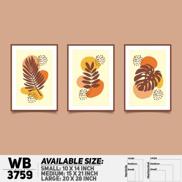 DDecorator Flower And Leaf ArtWork (Set of 3) Wall Decoration And Home Decoration PVC Wall Board And Wall Canvas - WB3759
