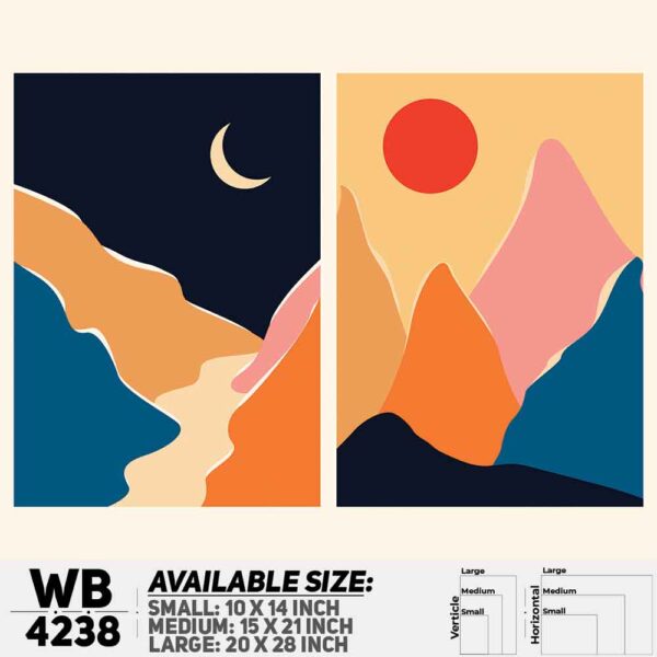 DDecorator Landscape & Horizon Design (Set of 2) Wall Decoration And Home Decoration PVC Wall Board And Wall Canvas - WB4238