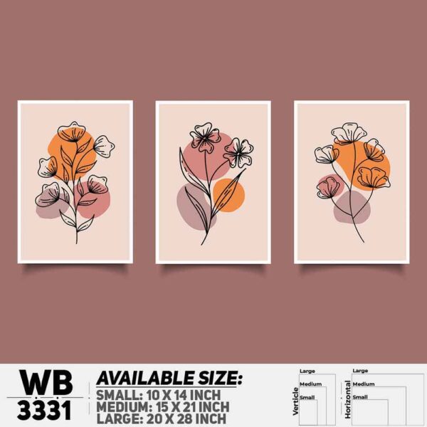 DDecorator Flower ArtWork (Set of 3) Wall Decoration And Home Decoration PVC Wall Board And Wall Canvas - WB3331