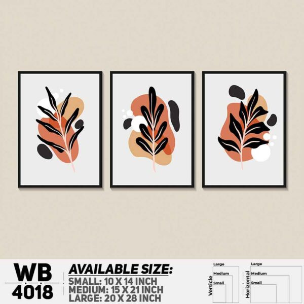 DDecorator Leaf With Abstract Art (Set of 3) Wall Decoration And Home Decoration PVC Wall Board And Wall Canvas - WB4018