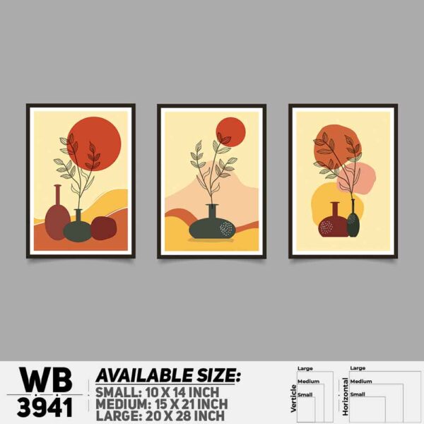 DDecorator Flower And Leaf ArtWork (Set of 3) Wall Decoration And Home Decoration PVC Wall Board And Wall Canvas - WB3941