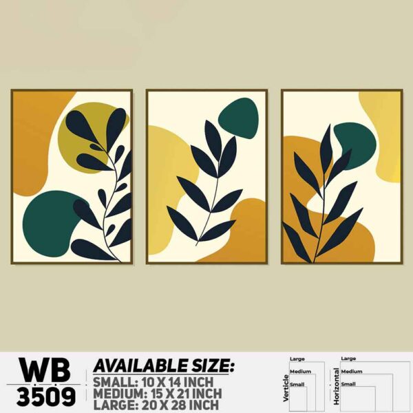 DDecorator Flower And Leaf ArtWork (Set of 3) Wall Decoration And Home Decoration PVC Wall Board And Wall Canvas - WB3509