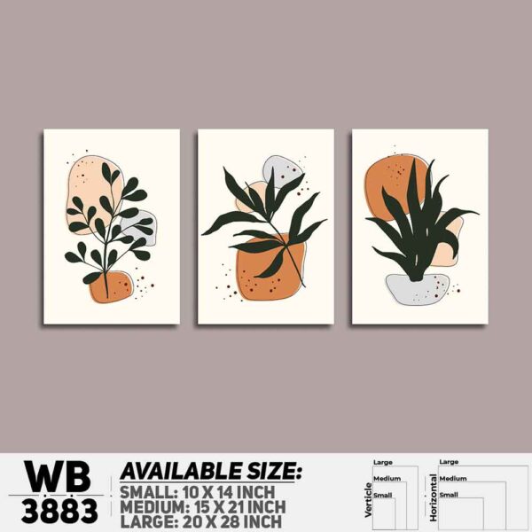 DDecorator Flower And Leaf ArtWork (Set of 3) Wall Decoration And Home Decoration PVC Wall Board And Wall Canvas - WB3883