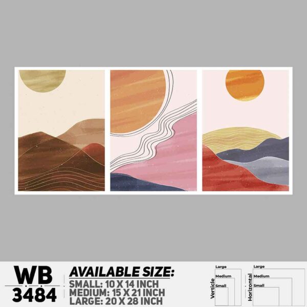 DDecorator Landscape Horizon Art (Set of 3) Wall Decoration And Home Decoration PVC Wall Board And Wall Canvas - WB3484