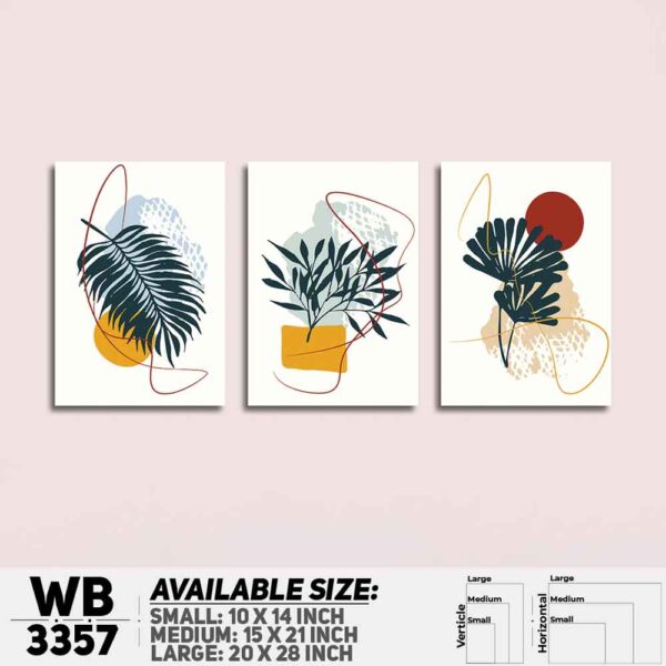 DDecorator Flower And Leaf ArtWork (Set of 3) Wall Decoration And Home Decoration PVC Wall Board And Wall Canvas - WB3357