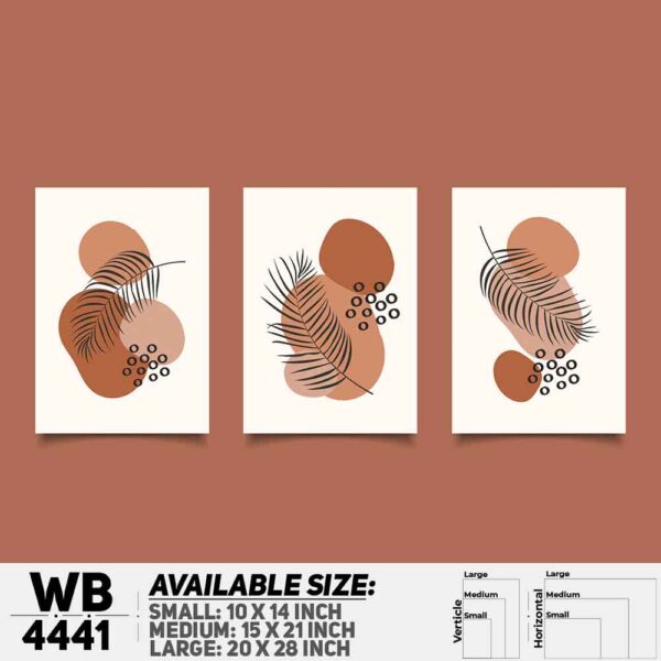 DDecorator Leaf With Abstract Art (Set of 3) Wall Decoration And Home Decoration PVC Wall Board And Wall Canvas - WB4441