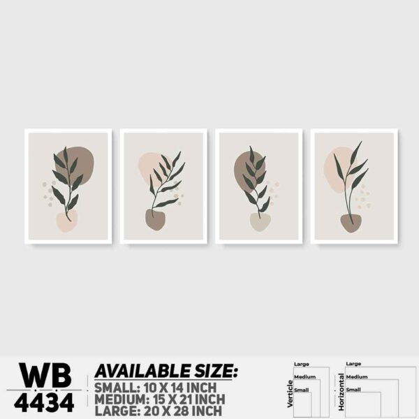 DDecorator Leaf With Abstract Art (Set of 4) Wall Decoration And Home Decoration PVC Wall Board And Wall Canvas - WB4434