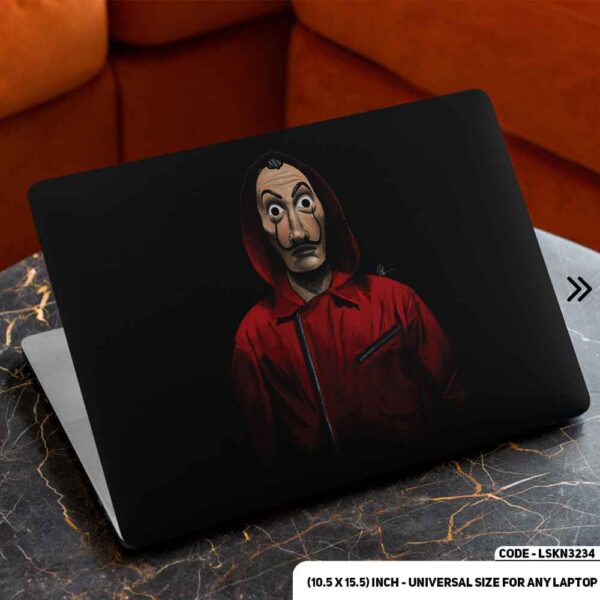 Money Heist Character Standing with Costumes Matte Finished Removable Waterproof Laptop Sticker & Laptop Skin (Including FREE Accessories) - LSKN3234 - DDecorator