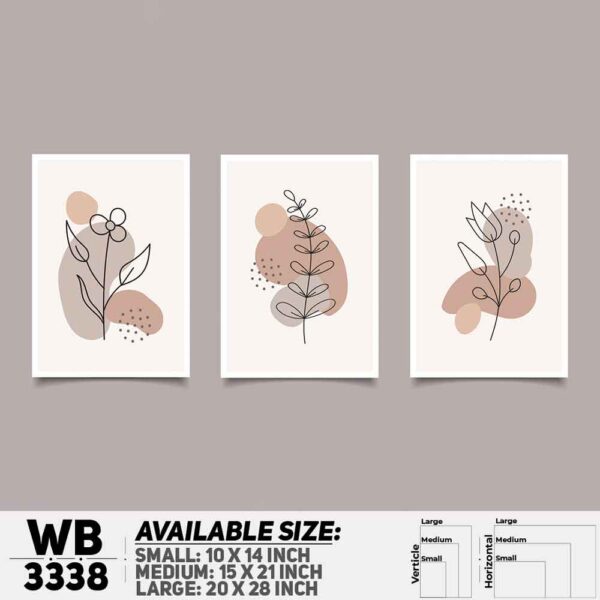DDecorator Flower And Leaf ArtWork (Set of 3) Wall Decoration And Home Decoration PVC Wall Board And Wall Canvas - WB3338