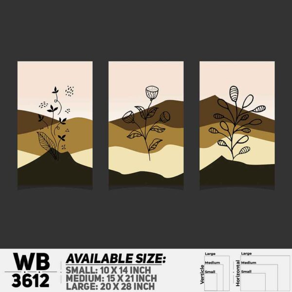 DDecorator Flower And Leaf ArtWork (Set of 3) Wall Decoration And Home Decoration PVC Wall Board And Wall Canvas - WB3612