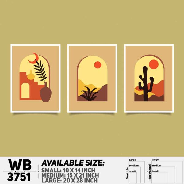 DDecorator Landscape Horizon Art (Set of 3) Wall Decoration And Home Decoration PVC Wall Board And Wall Canvas - WB3751