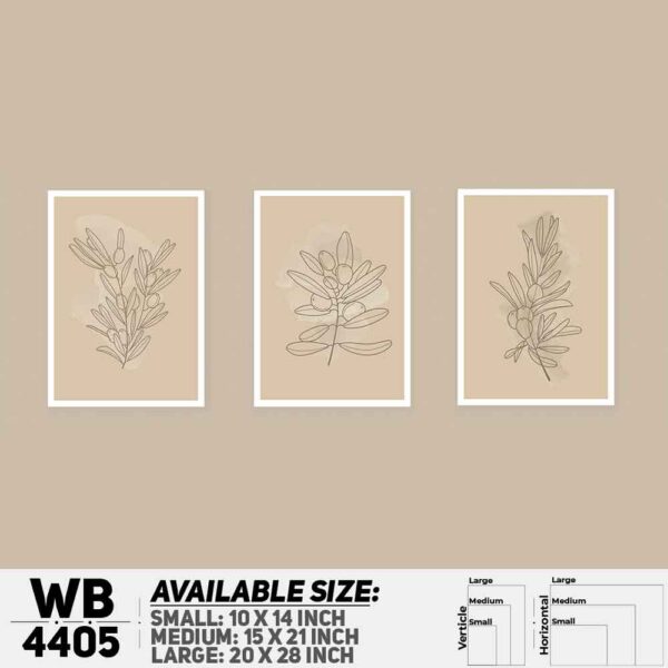 DDecorator Flower & Leaf Abstract Art (Set of 3) Wall Decoration And Home Decoration PVC Wall Board And Wall Canvas - WB4405