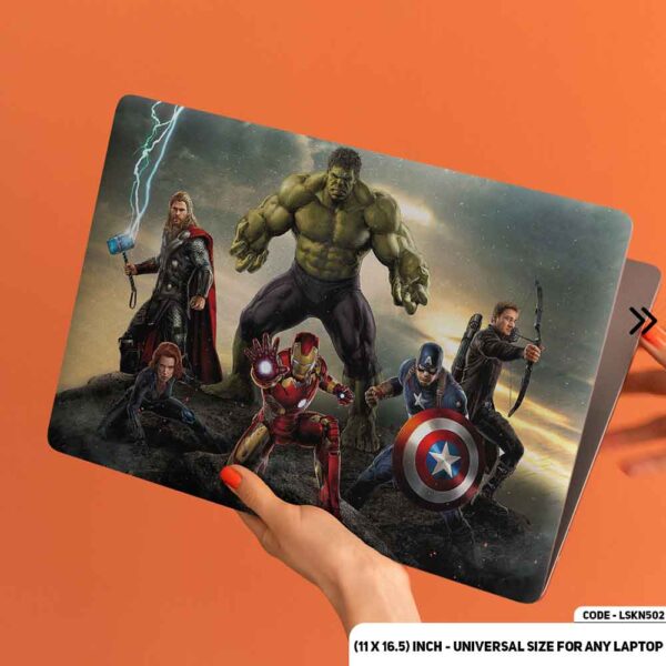 Hulk - Iron Man - Thor - Captain America Matte Finished Removable Waterproof Laptop Sticker & Laptop Skin (Including FREE Accessories) - LSKN502 - DDecorator