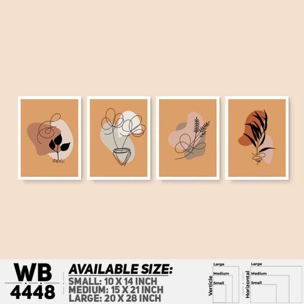 DDecorator Leaf With Abstract Art (Set of 4) Wall Decoration And Home Decoration PVC Wall Board And Wall Canvas - WB4448