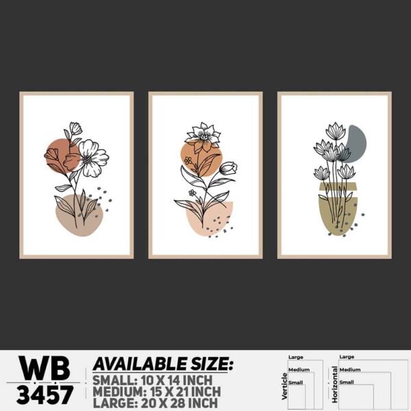 DDecorator Flower And Leaf ArtWork (Set of 3) Wall Decoration And Home Decoration PVC Wall Board And Wall Canvas - WB3457