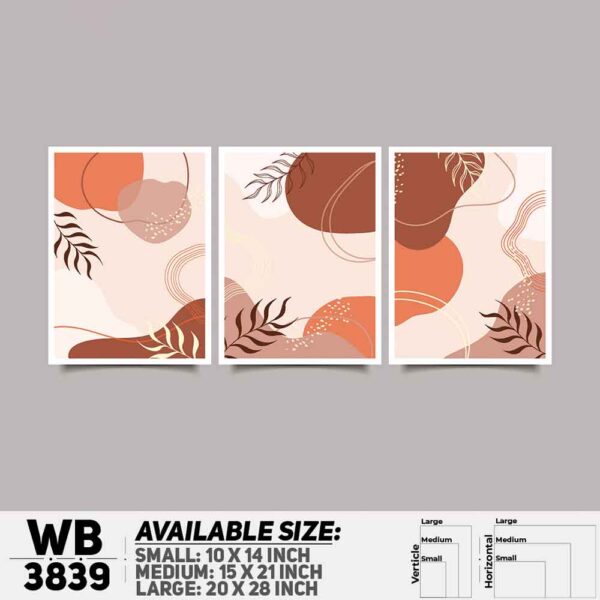 DDecorator Flower And Leaf ArtWork (Set of 3) Wall Decoration And Home Decoration PVC Wall Board And Wall Canvas - WB3839