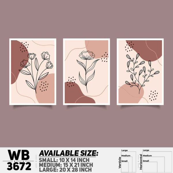 DDecorator Flower And Leaf ArtWork (Set of 3) Wall Decoration And Home Decoration PVC Wall Board And Wall Canvas - WB3672