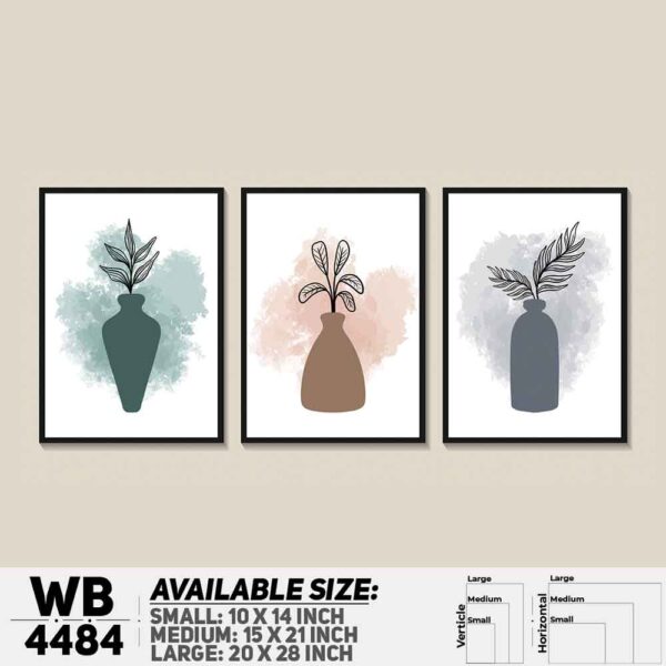 DDecorator Flower & Leaf With Vase (Set of 3) Wall Decoration And Home Decoration PVC Wall Board And Wall Canvas - WB4484